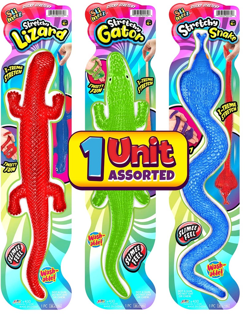 JA-RU Giant Sticky Lizard, Alligator, Snake Stretchy Fidget Toy (1 Pack Assorted) Fake Rubber Snake for Kids. Stress Relief Toy. Reptile Party Favors, Goodie Bags Stuffers. 430-1A - Image 2